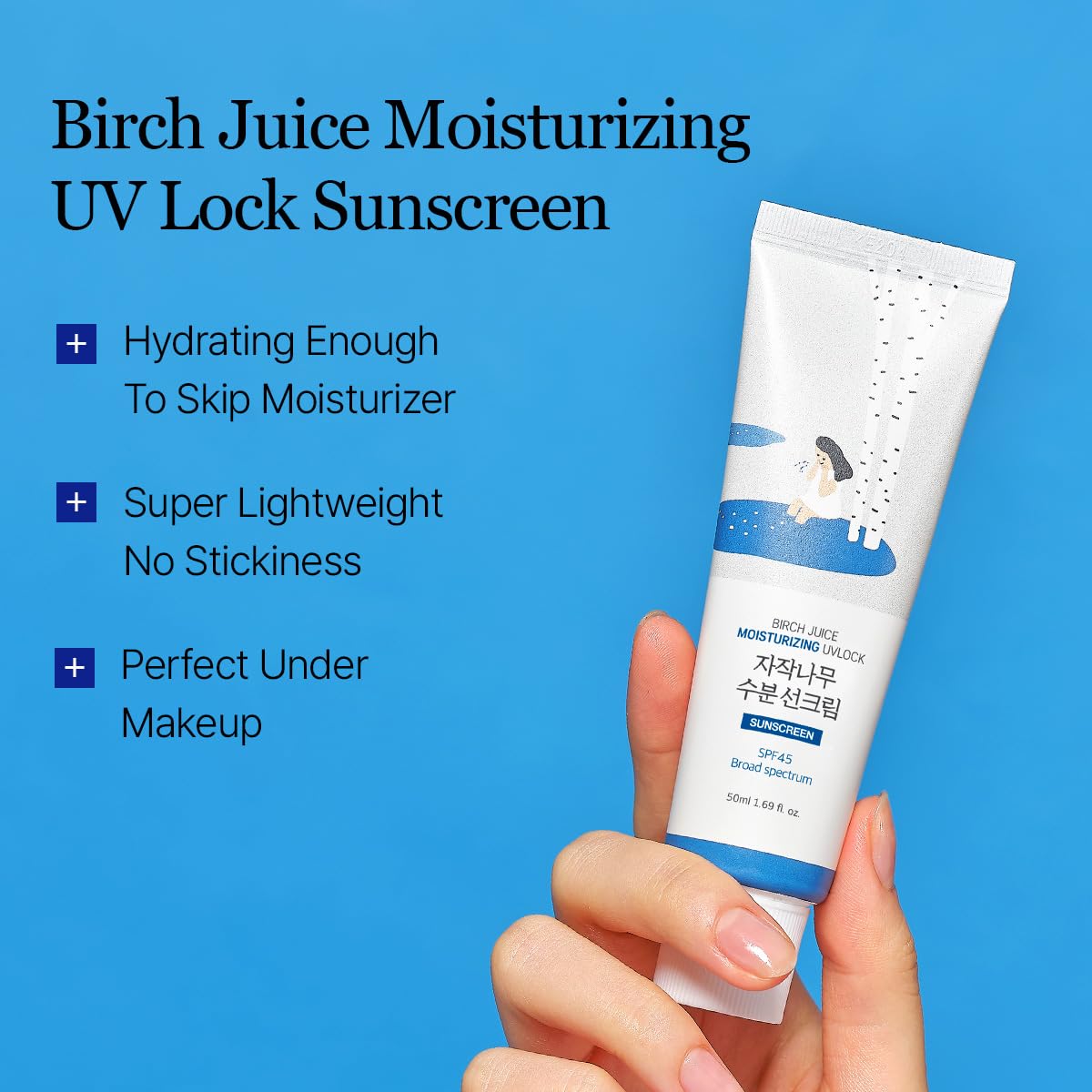 ROUND LAB SPF45 UV Lock essence texture close-up highlights non-greasy finish.