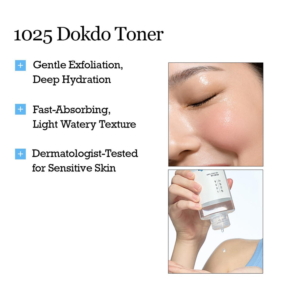 ROUND LAB Toner oil-control demonstration shows shine reduction