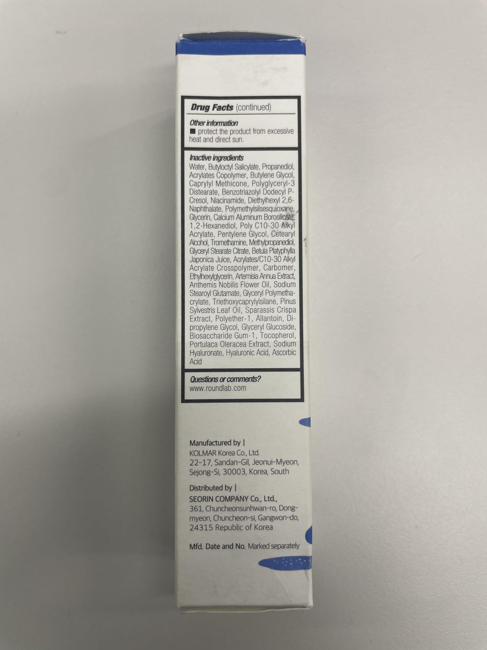ROUND LAB packaging tube front highlights fragrance-free sun protection.