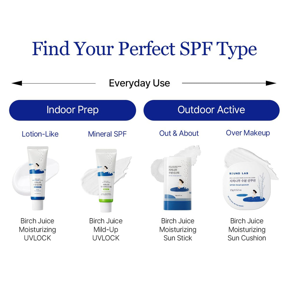 ROUND LAB Birch Juice Sun Stick can be applied over makeup for quick refresh.