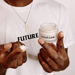Routine Curator application demonstrates easy dime-sized underarm swipe for daily protection.