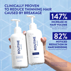 Routine Wellness anti-thinning conditioner bottle close-up for smoother, stronger hair