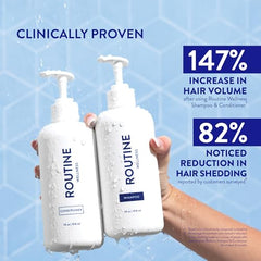 Routine Wellness anti-thinning conditioner bottle highlights smoother, less breakage-prone strands.