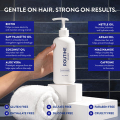 Routine Wellness deep conditioner texture close-up showing creamy formula for daily nourishment