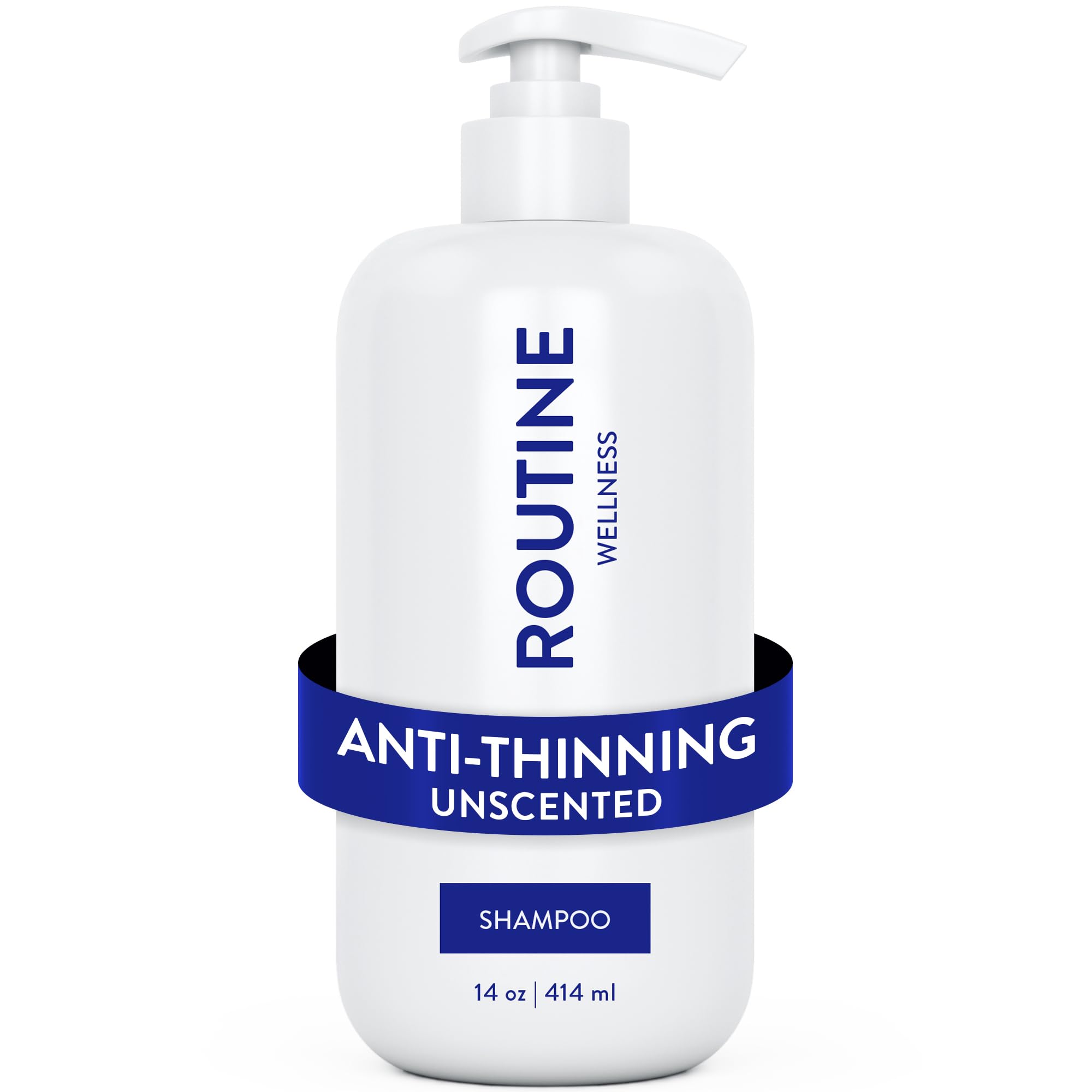 Routine Wellness anti-thinning shampoo bottle front unscented formula for fuller-looking hair