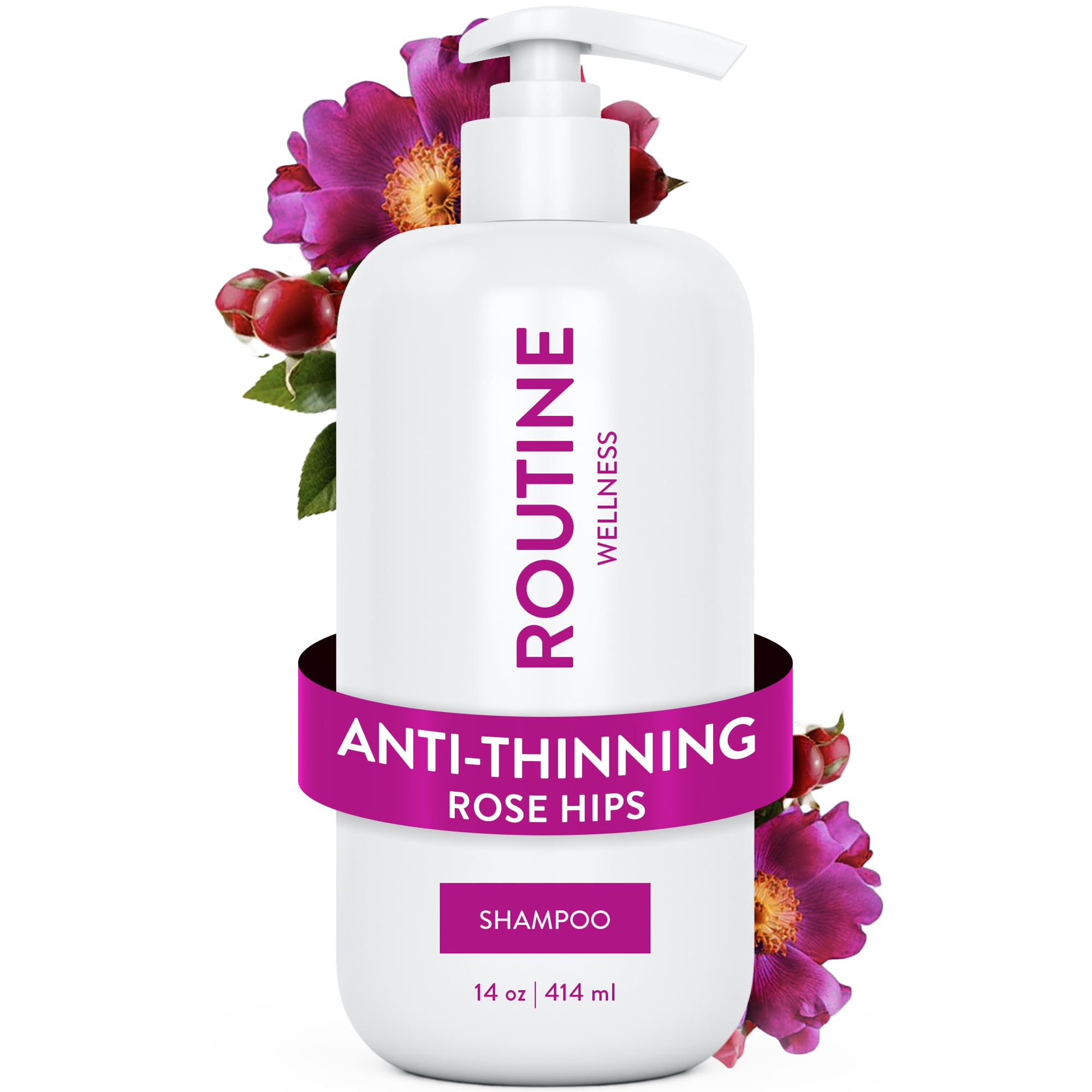 Routine Wellness Anti-Thinning Shampoo bottle-front with biotin-rich formula for fuller-looking hair