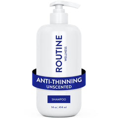Routine Wellness anti-thinning shampoo bottle front unscented formula for fuller-looking hair