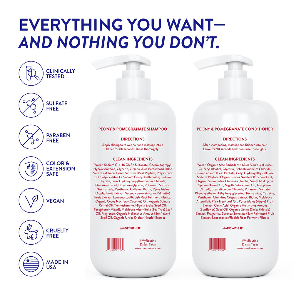 Routine Wellness color-safe formulation label promotes gentle, scalp-friendly cleansing