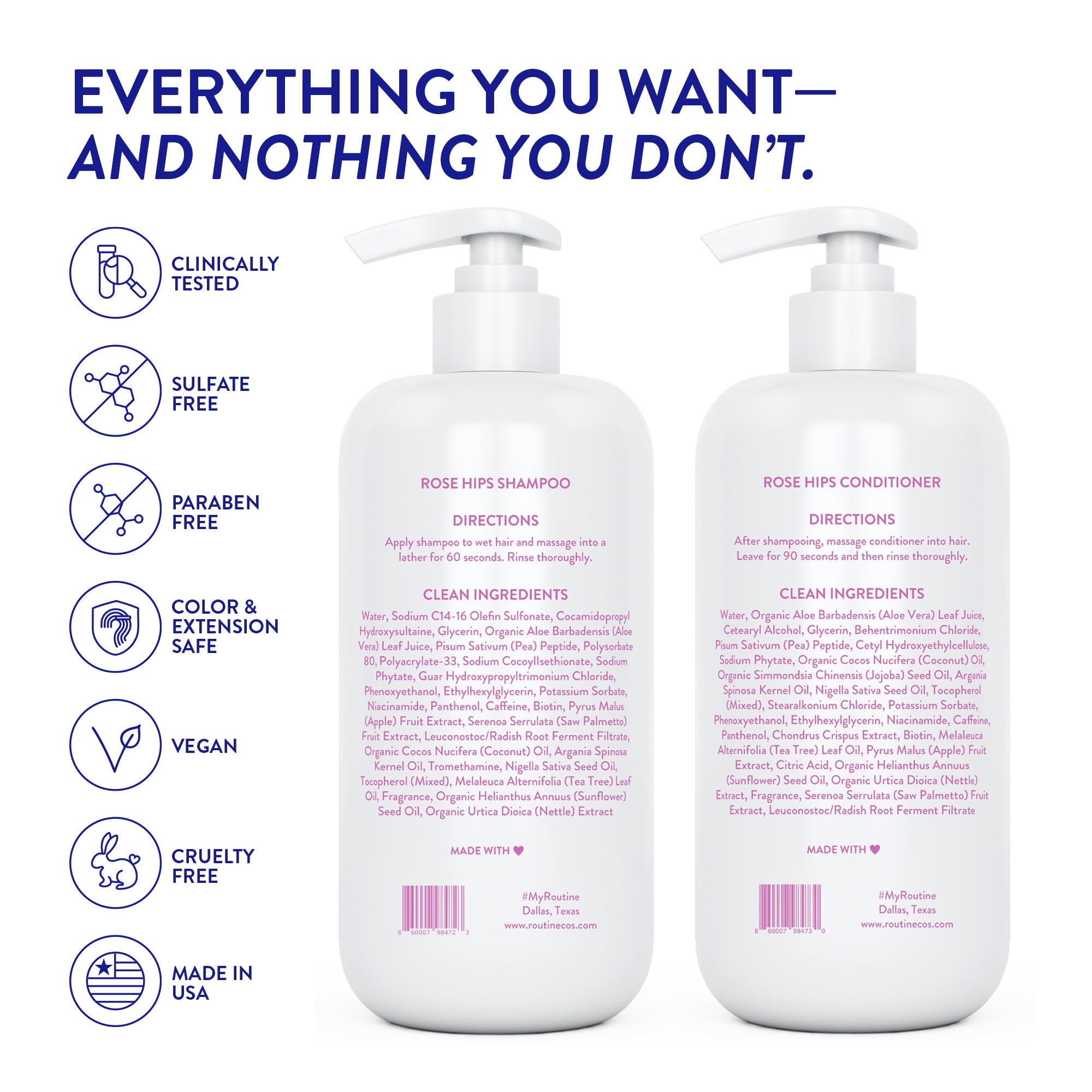 Routine Wellness color-safe haircare bottle on shelf for all hair types