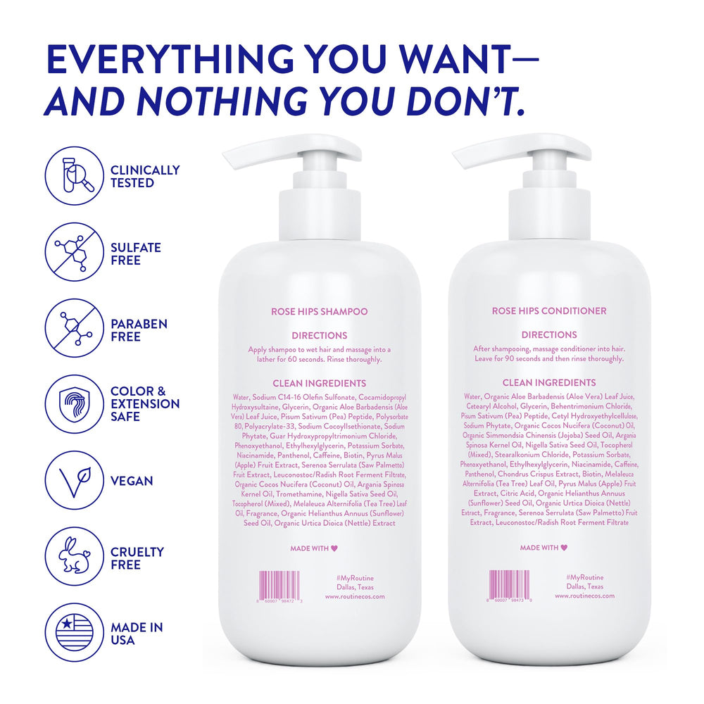 Routine Wellness color-safe haircare bottle on shelf for all hair types