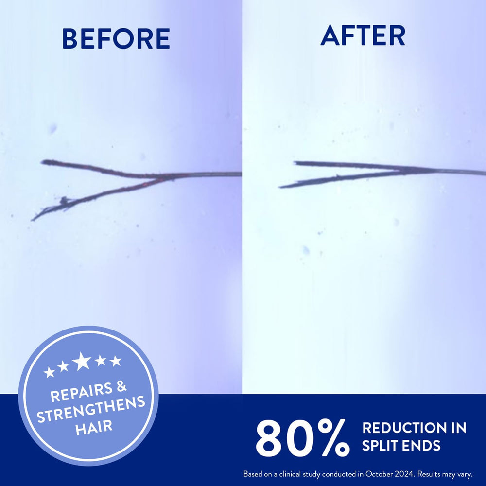Routine Wellness Deep Conditioning Hair Mask before-after shows reduced frizz and stronger strands.
