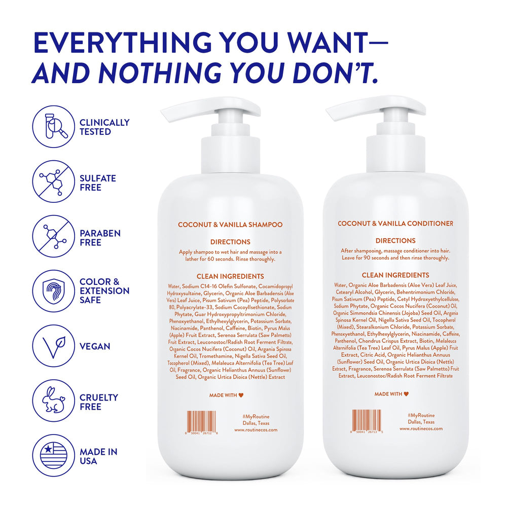 Routine Wellness in-shower routine—easy daily care for fuller-looking hair.