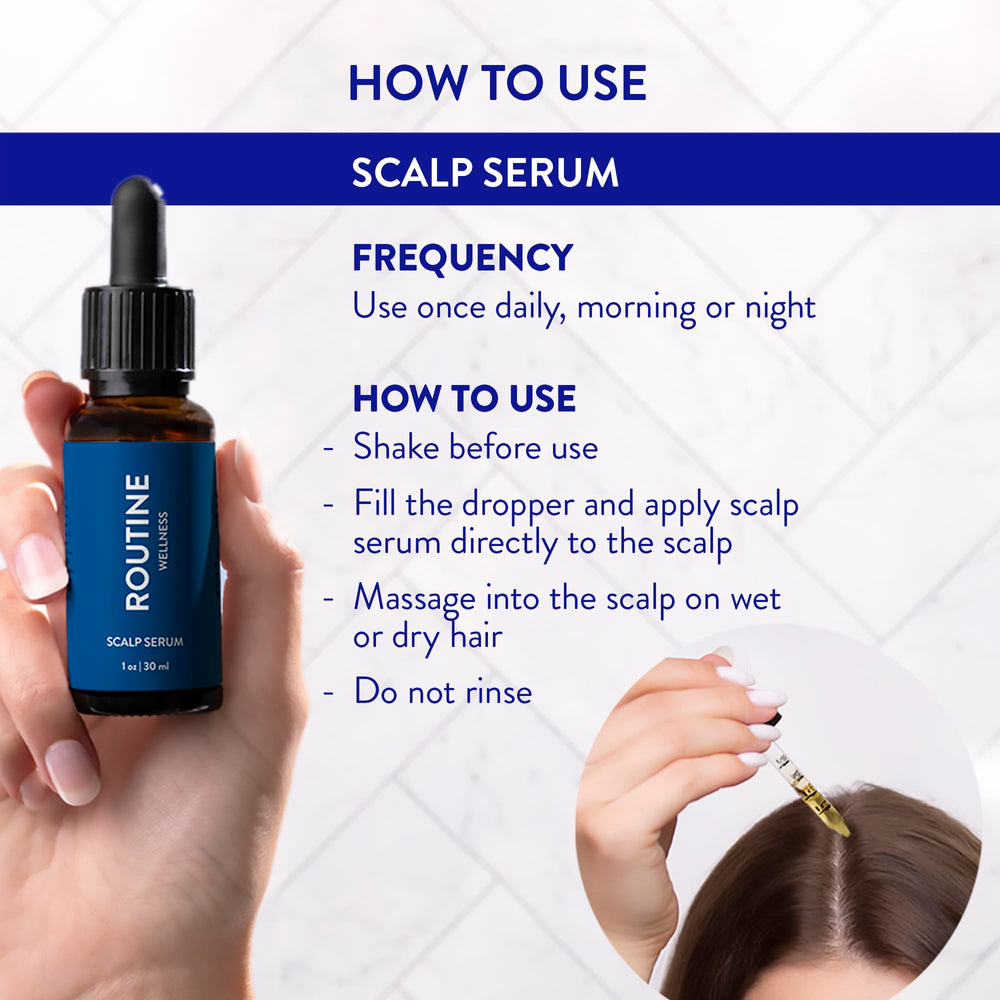 Routine Wellness scalp serum peptides image showcases science-backed care for stronger-feeling roots