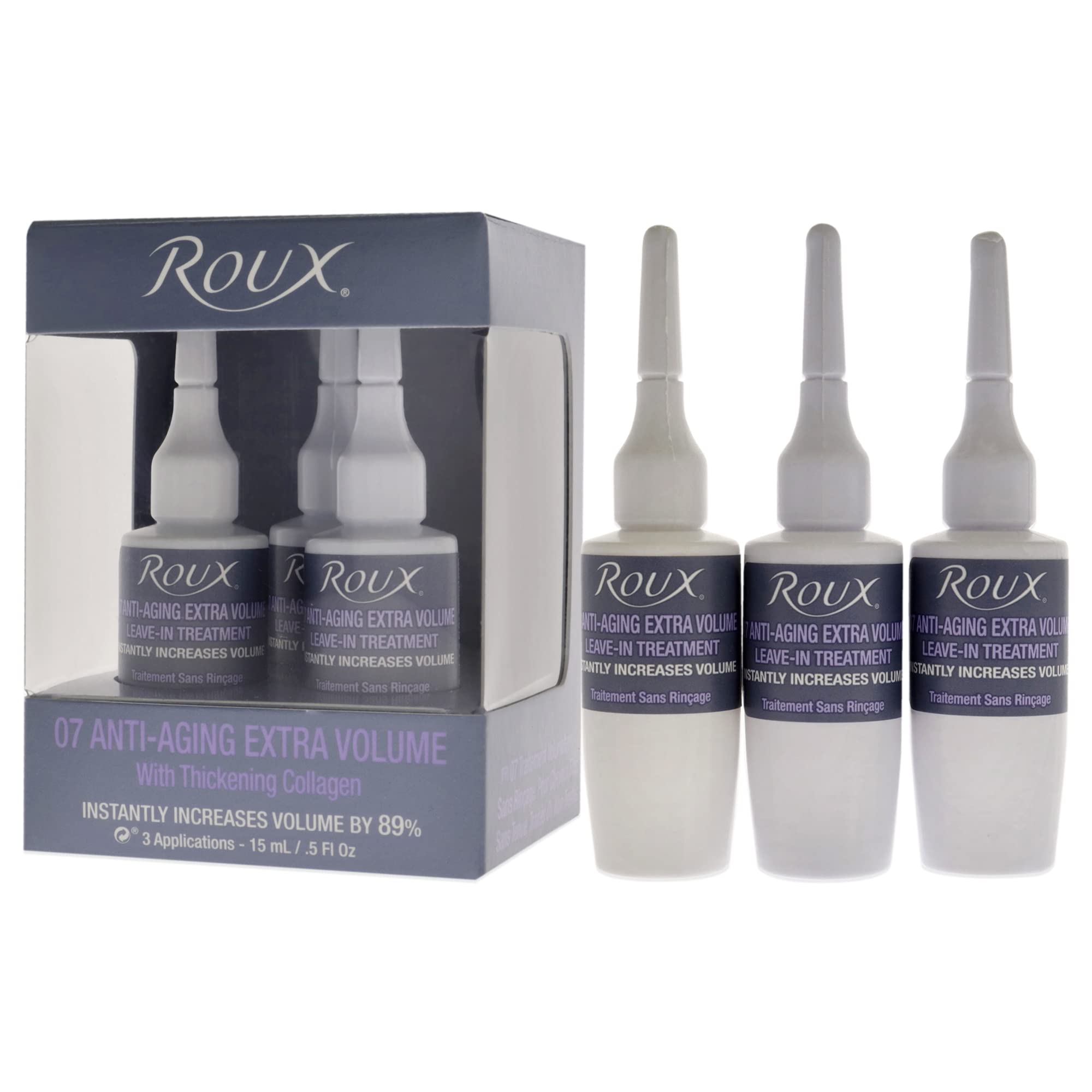 Roux Collagen Leave-In results in renewed vitality and youthful gloss on hair.