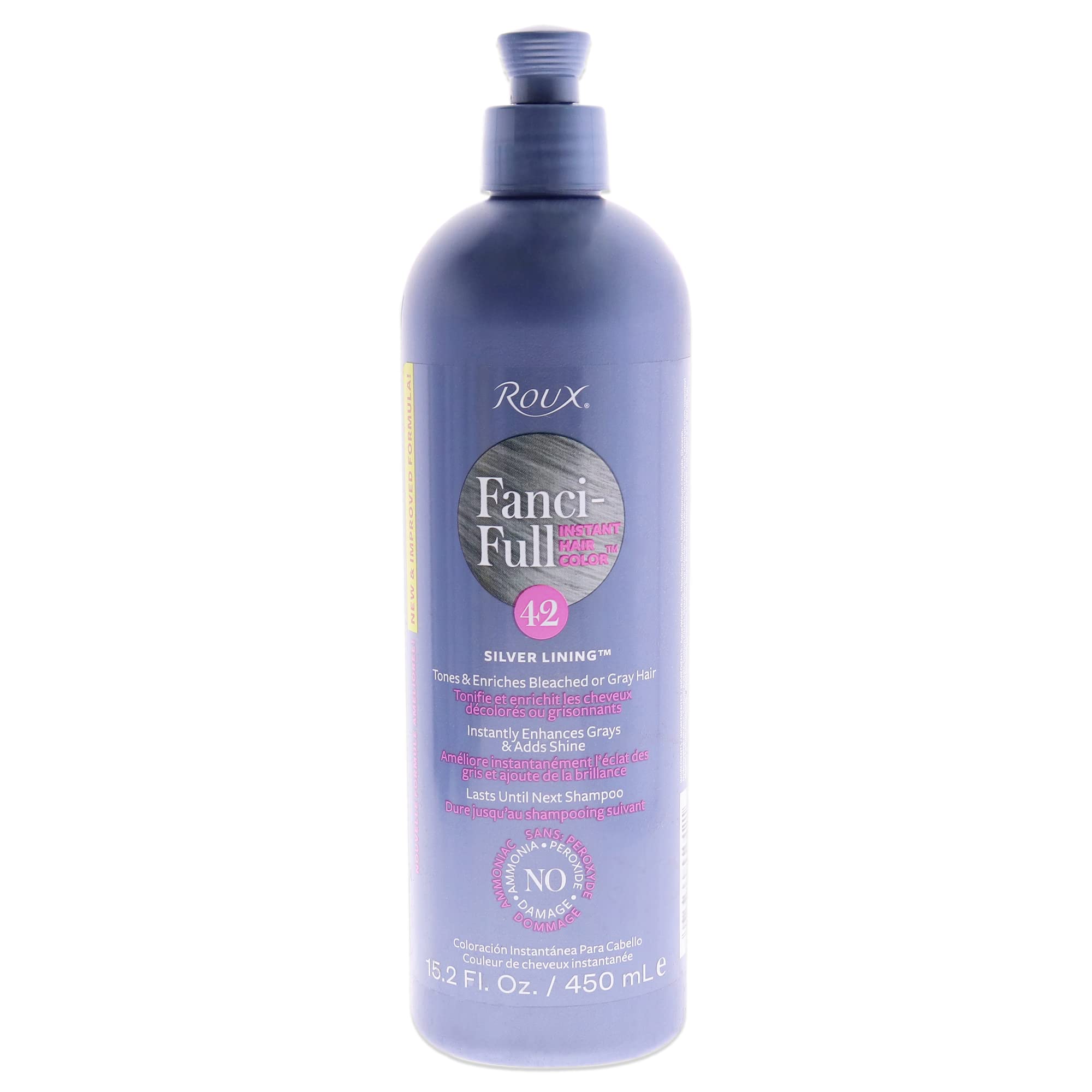 Roux Fanci-Full Silver Lining bottle shows instant gray coverage for refreshed look