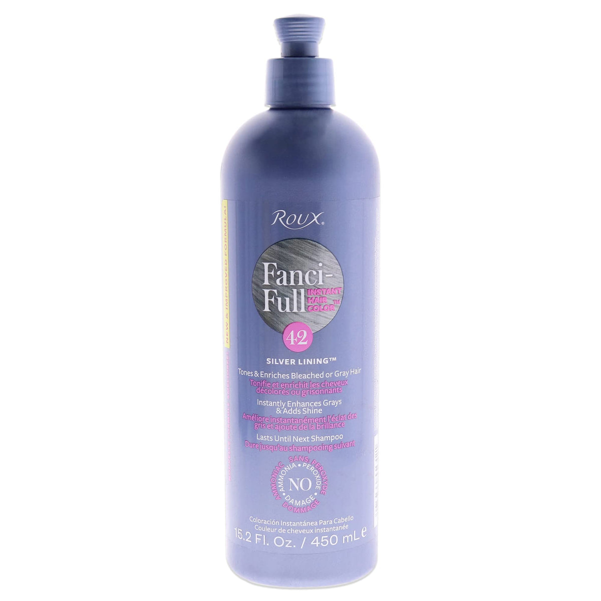 Roux Fanci-Full Silver Lining bottle shows instant gray coverage for refreshed look