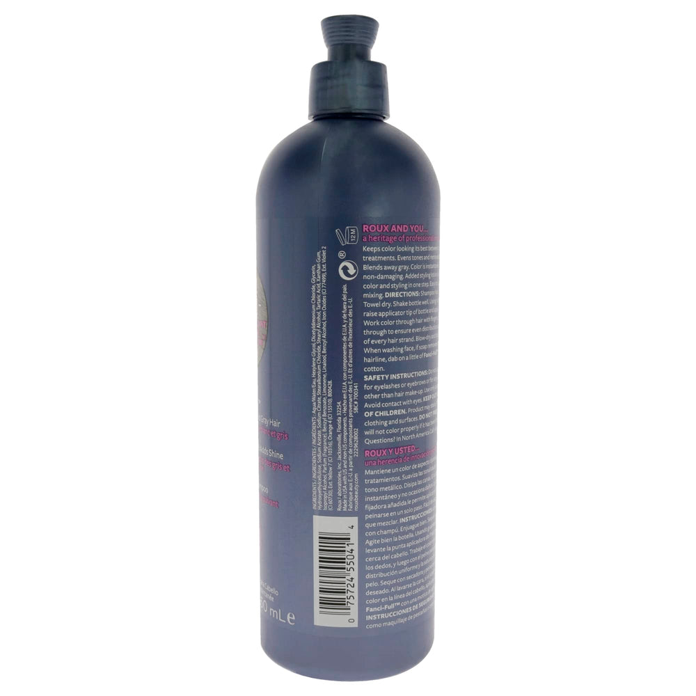 Roux Fanci-Full Rinse True Steel swatches illustrate natural shade match and healthy-looking hair.
