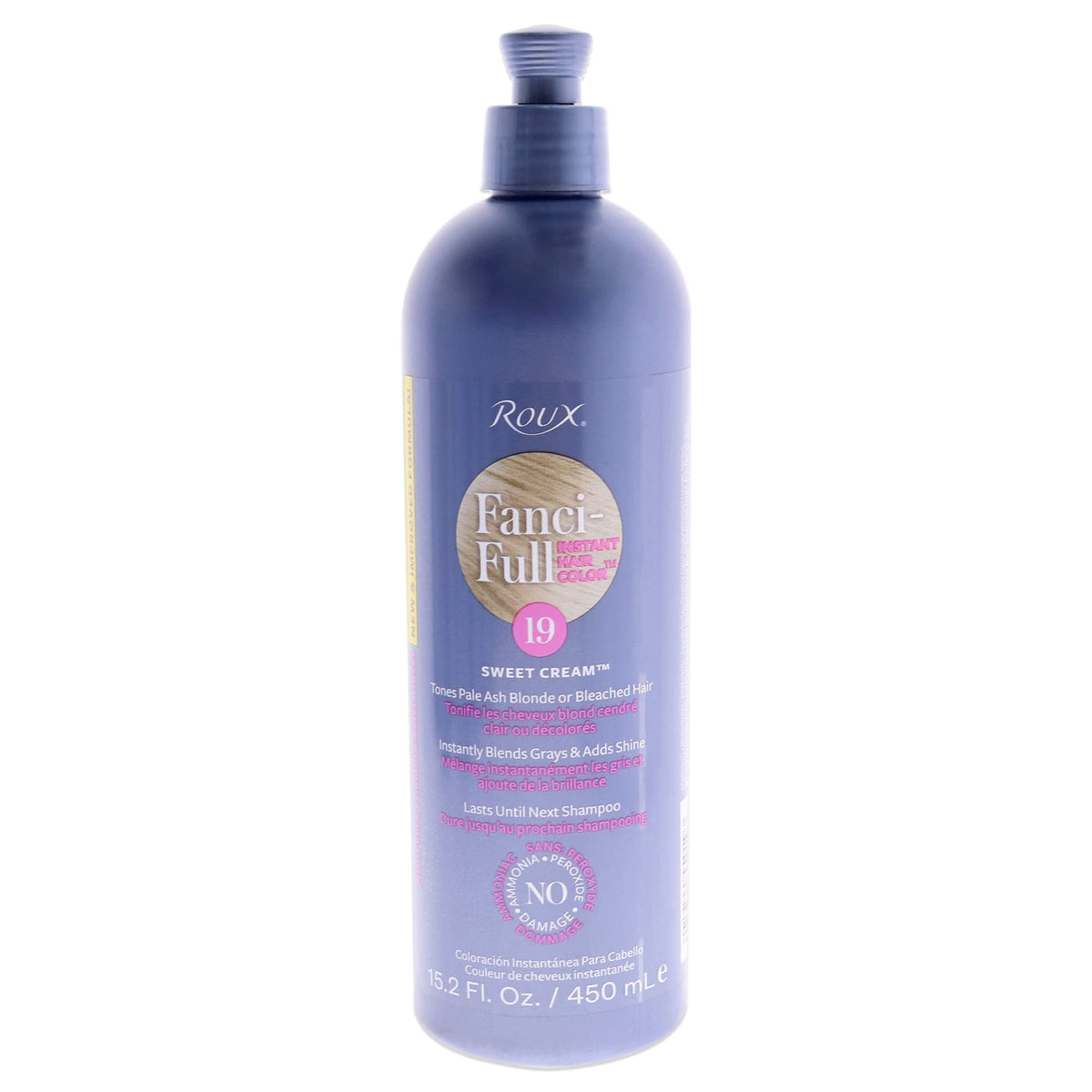 Roux Fanci-Full rinse Sweet Cream bottle showing instant gray coverage.