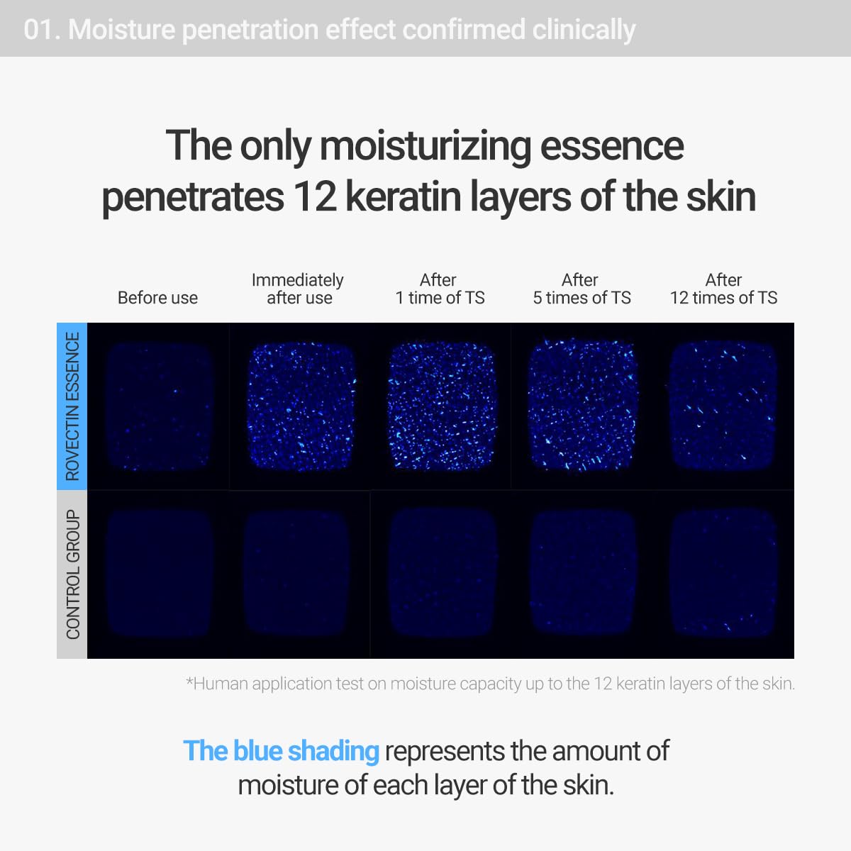 ROVECTIN Aqua Hyaluronic Essence application shot demonstrates toner-essence layering step.