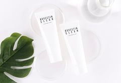 ROVECTIN Calming Lotus Cream pump bottle in-use demonstrating non-greasy hydration