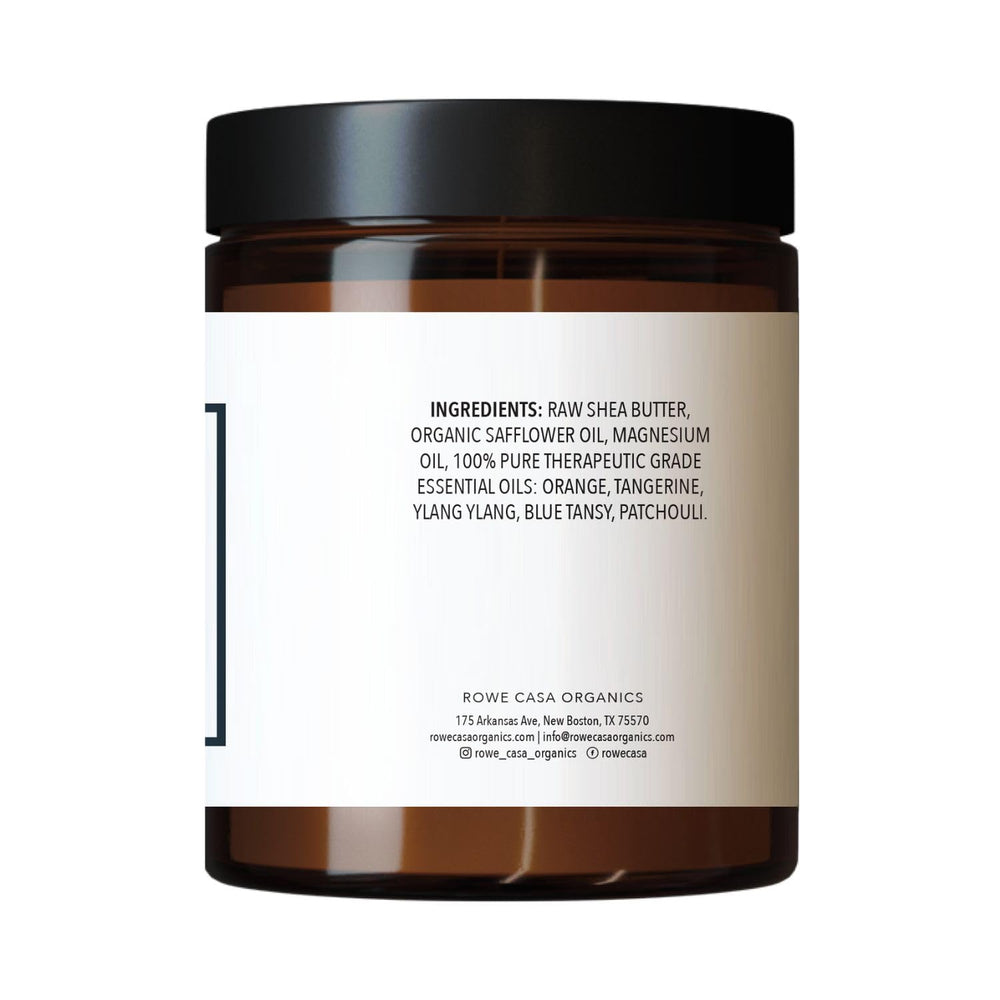 Rowe Casa Organics ingredients label highlights natural components and essential oils