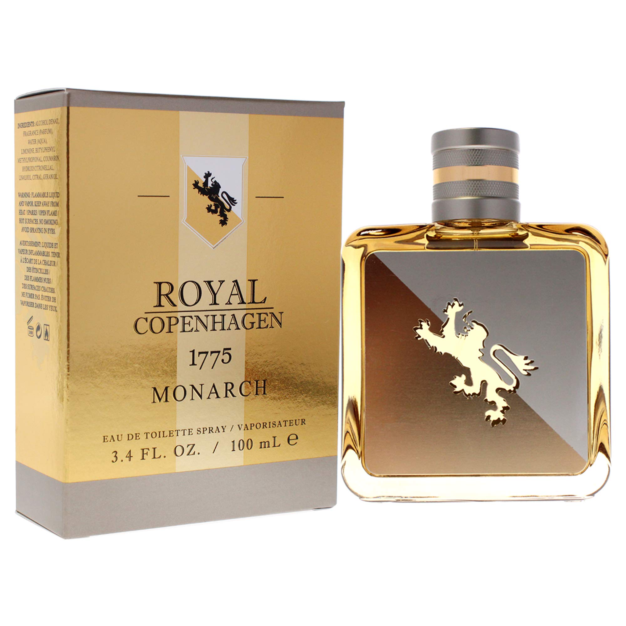 Royal Copenhagen 1775 Monarch EDT close-up label shows refined ingredients and classic masculine aroma