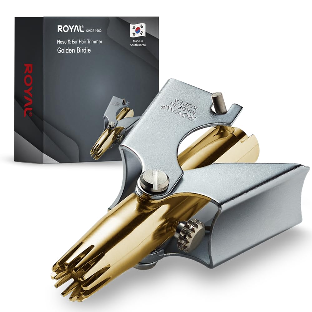 ROYAL Gold Nose Hair Trimmer handle close-up shows premium grip for precise trimming