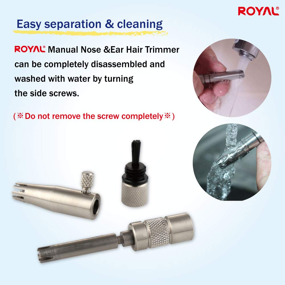 ROYAL nose hair trimmer stainless steel body ensures durability and easy cleaning