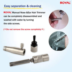 ROYAL nose hair trimmer stainless steel body ensures durability and easy cleaning