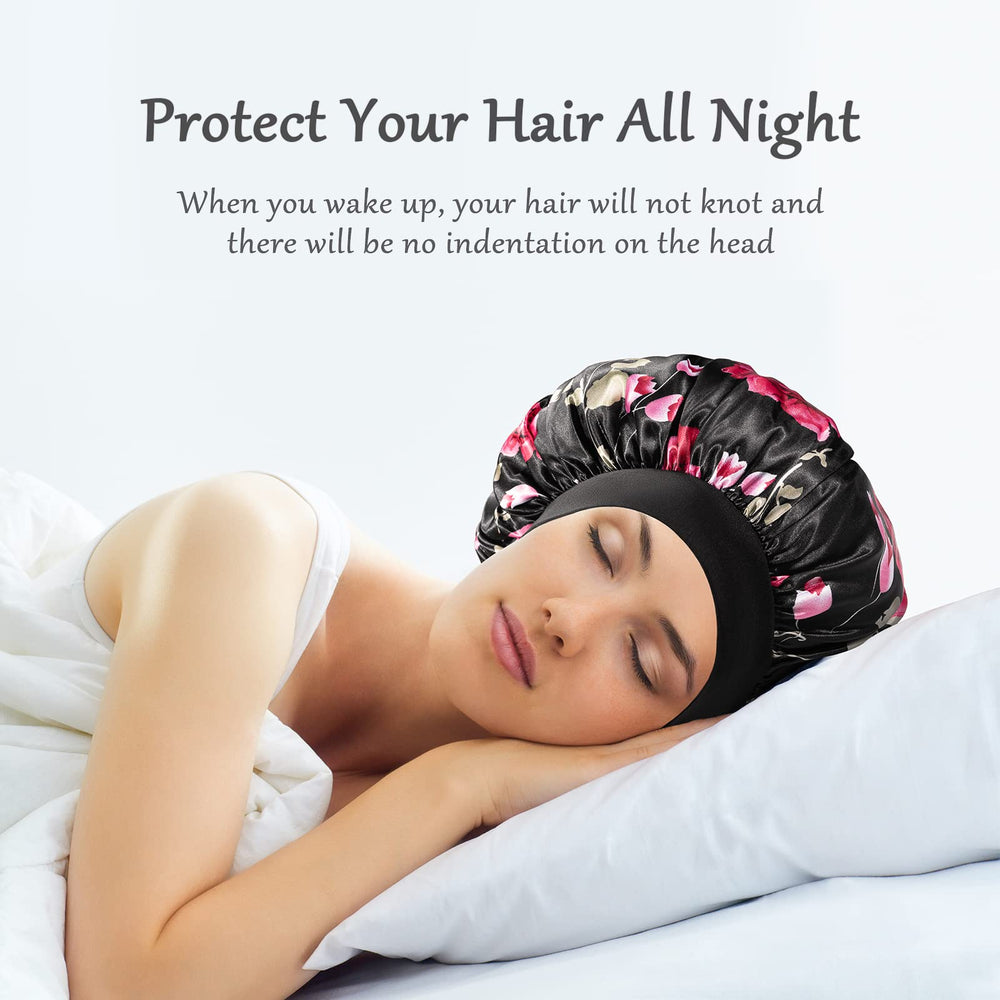 Roybens satin bonnet dries quickly and prevents color transfer on pillows
