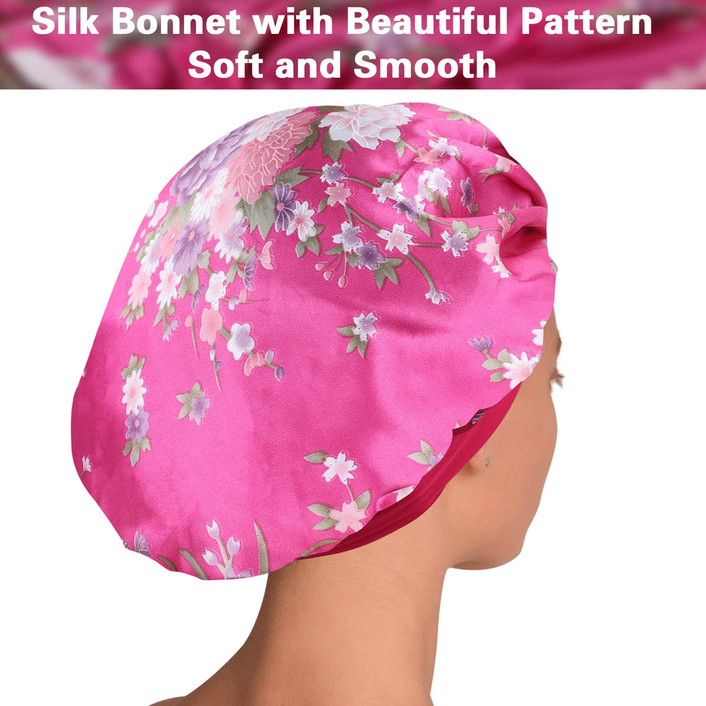 ROYBENS satin bonnet elastic-band closeup shows broad band for a comfy, non-tight fit.