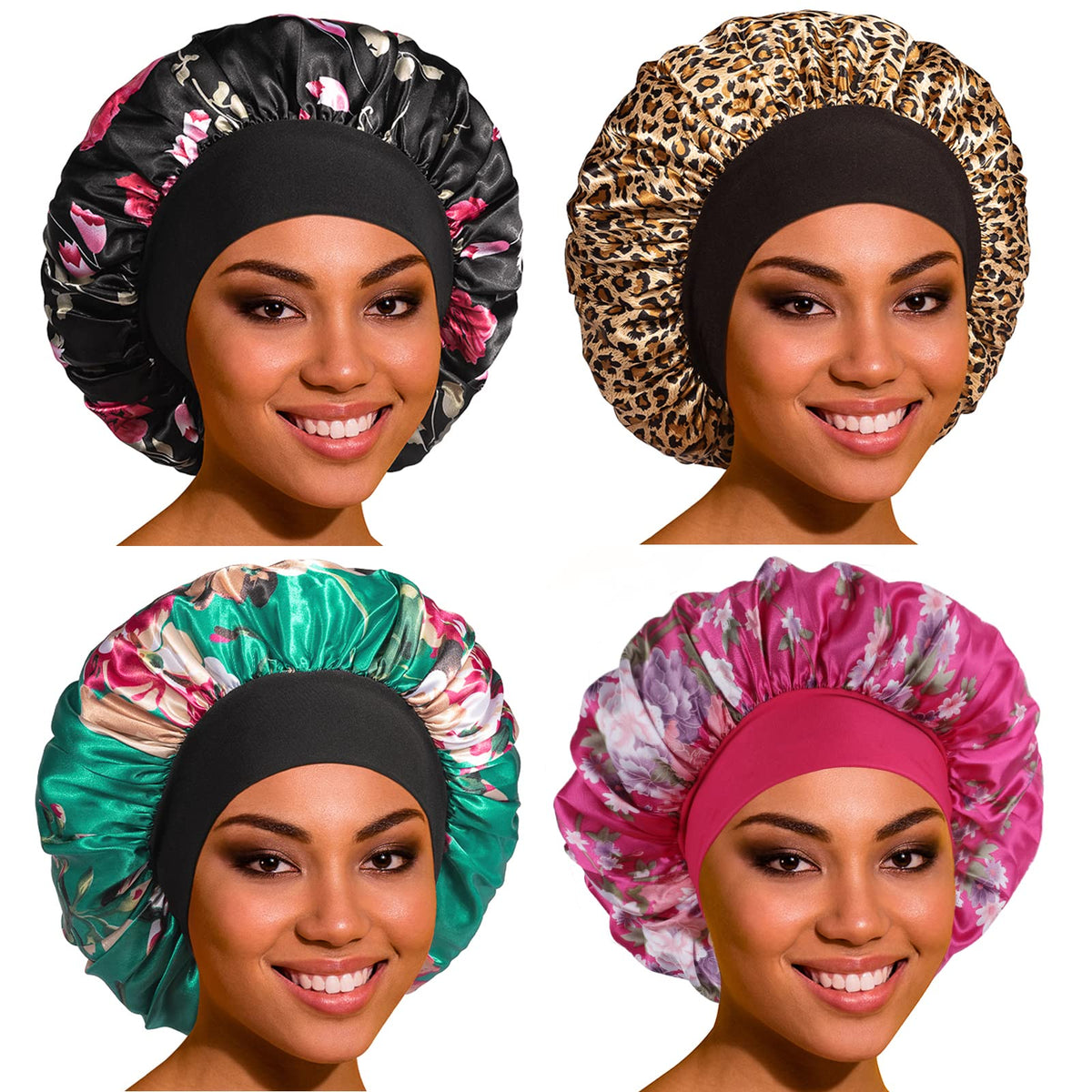 Roybens satin bonnet with elastic band for secure comfort during sleep and hairstyles