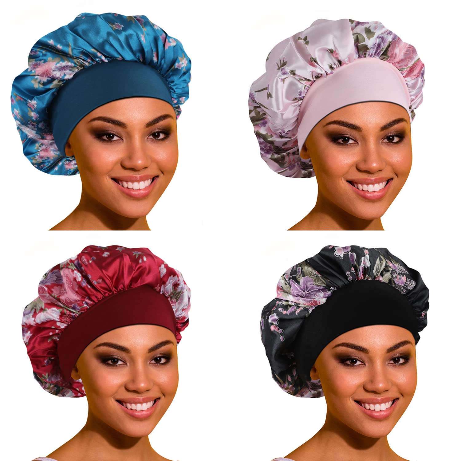 ROYBENS satin bonnet fabric texture shows a smooth exterior for gentle, frizz-reducing contact