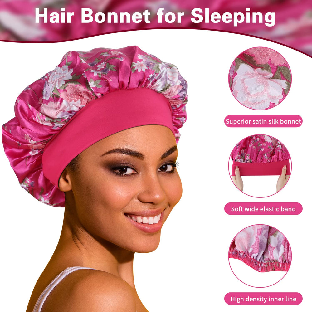 ROYBENS satin bonnet promotes moisture retention to reduce frizz and breakage.