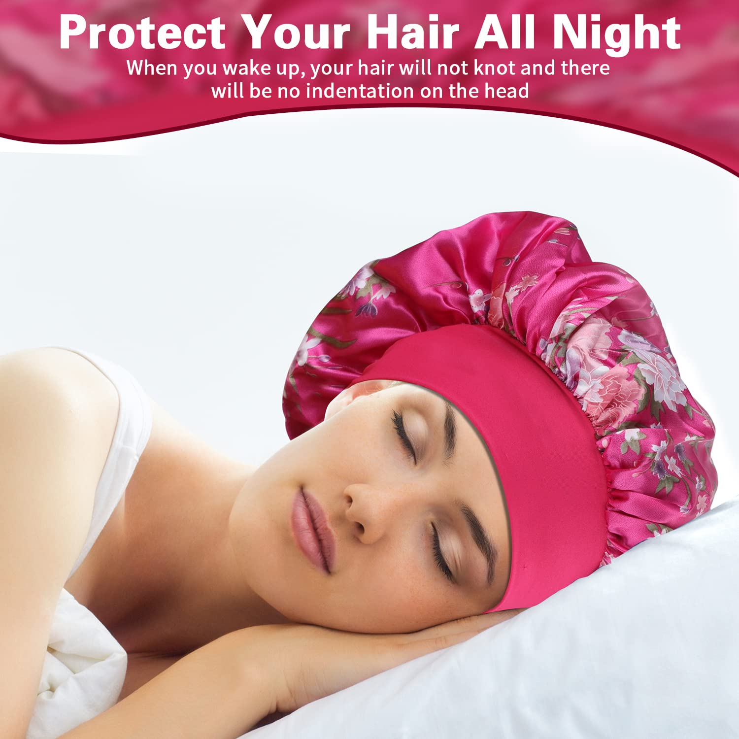 ROYBENS satin bonnet is ideal for skincare and hair care routines.
