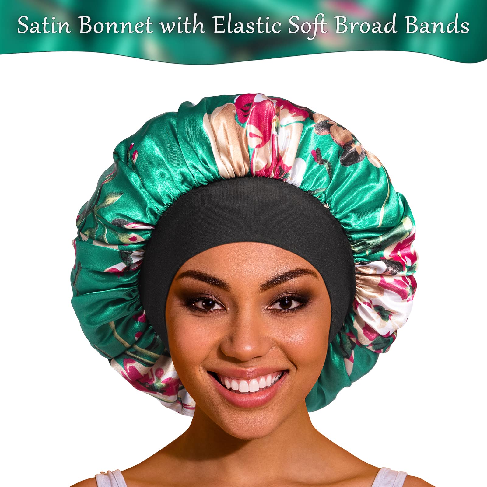 Roybens satin bonnet multi-color pack to match outfits while protecting curls overnight