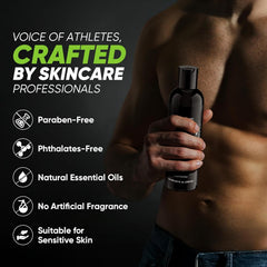 Roycederm after-workout scene showing refreshing cleanse under spray.