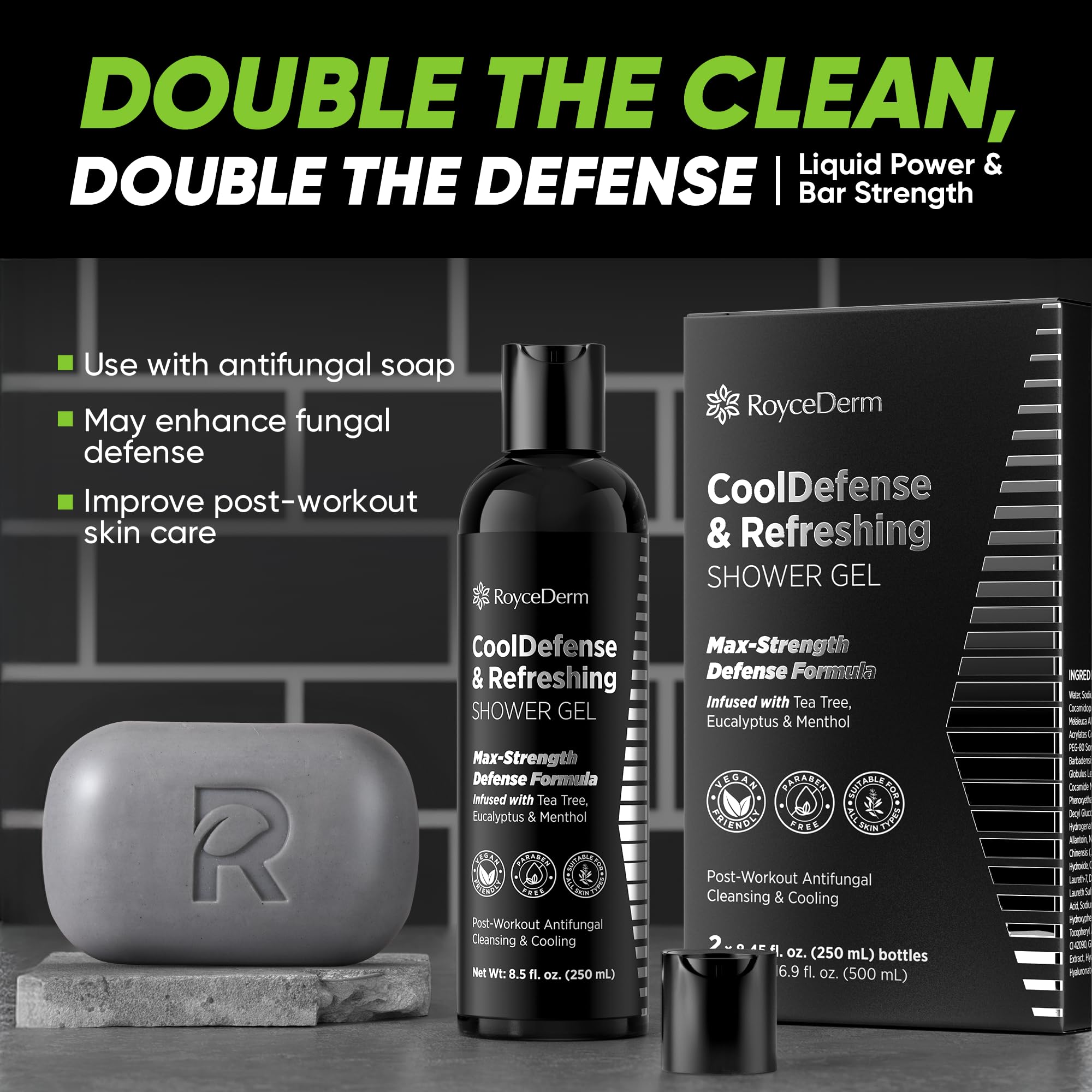 Roycederm product image notes SLS-free and fragrance-free for sensitive skin.