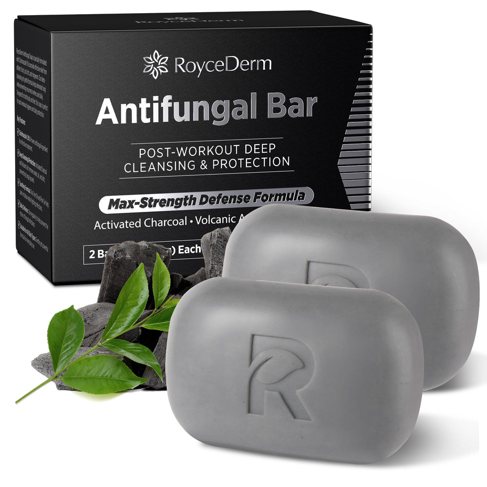 Roycederm antifungal soap lather closeup for thorough cleansing after workouts.