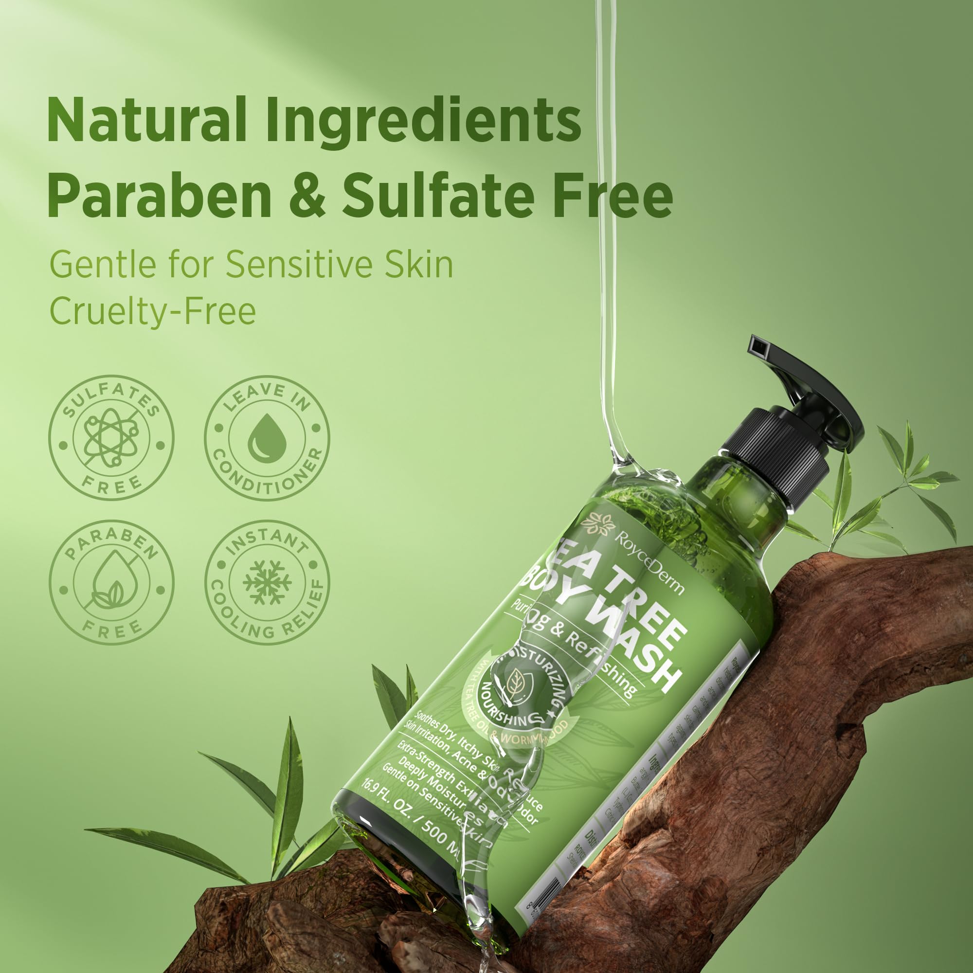 Roycederm athletes foot antibacterial wash keeps skin clean.