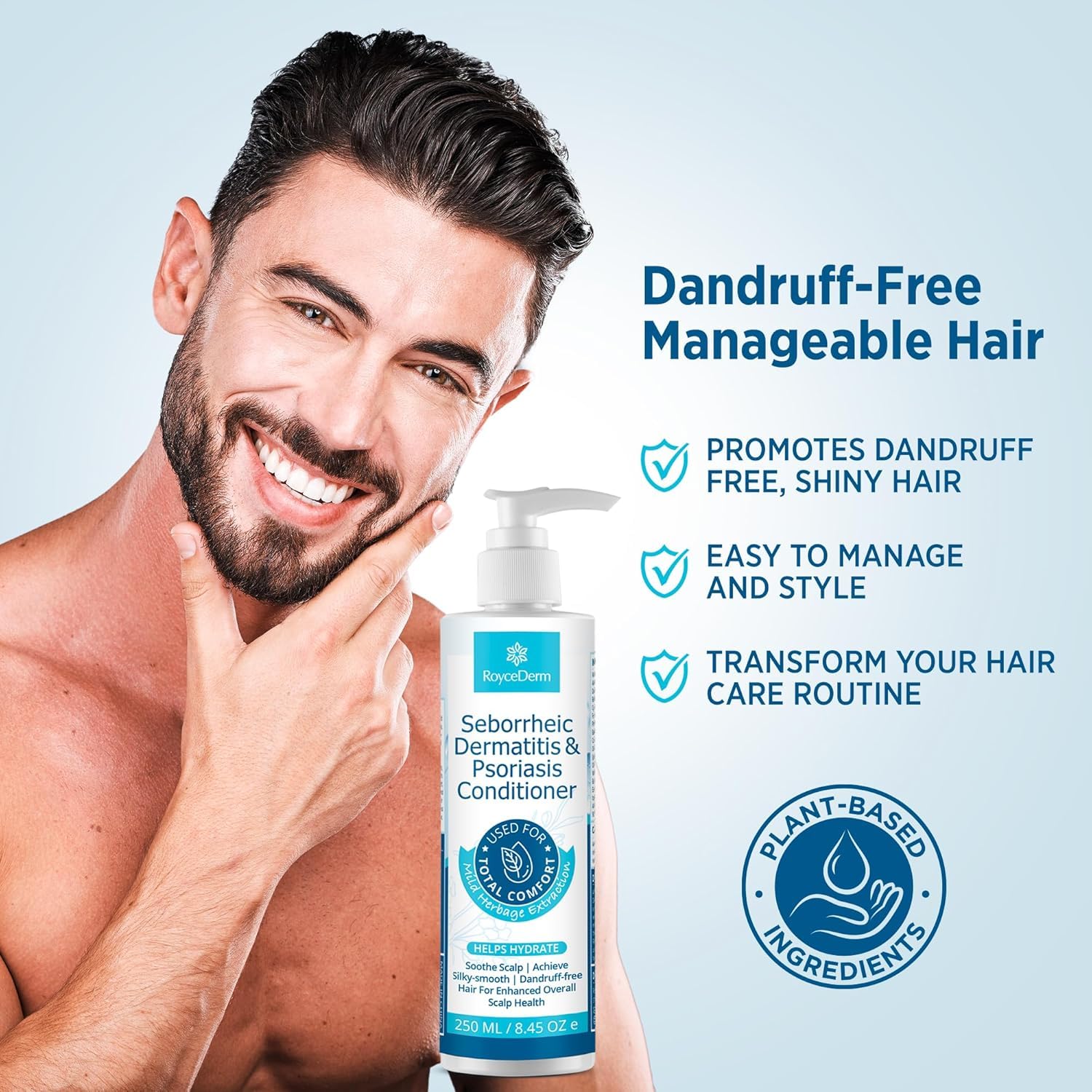 Roycederm herbal extracts visual emphasizes gentle scalp care