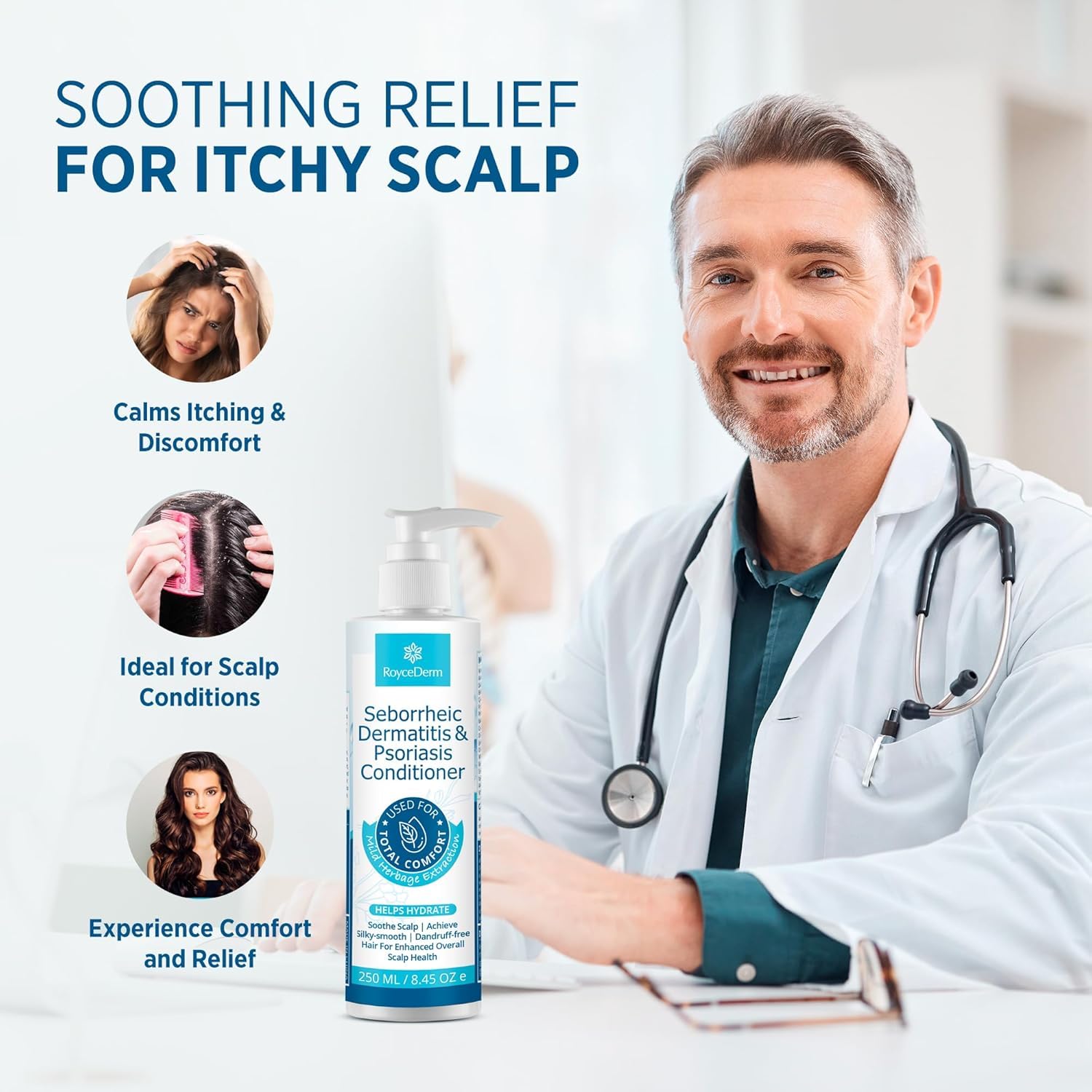 Roycederm packaging box communicates trusted scalp care solution