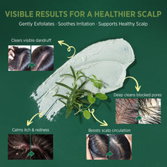 RoyceDerm Rosemary Mint Scrub application hands demonstrates gentle massage to stimulate follicles.
