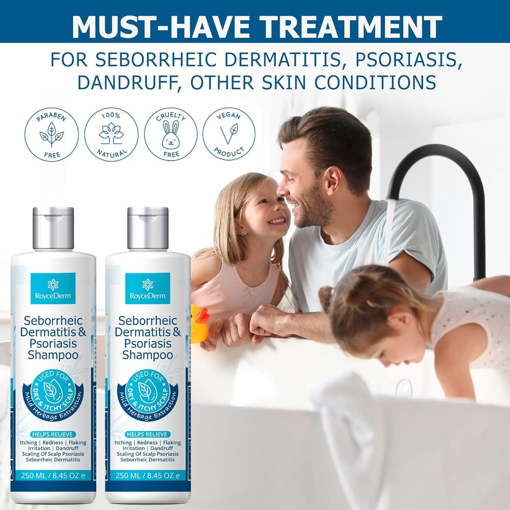 Roycederm Shampoo lather closeup suggests gentle cleansing with plant extracts