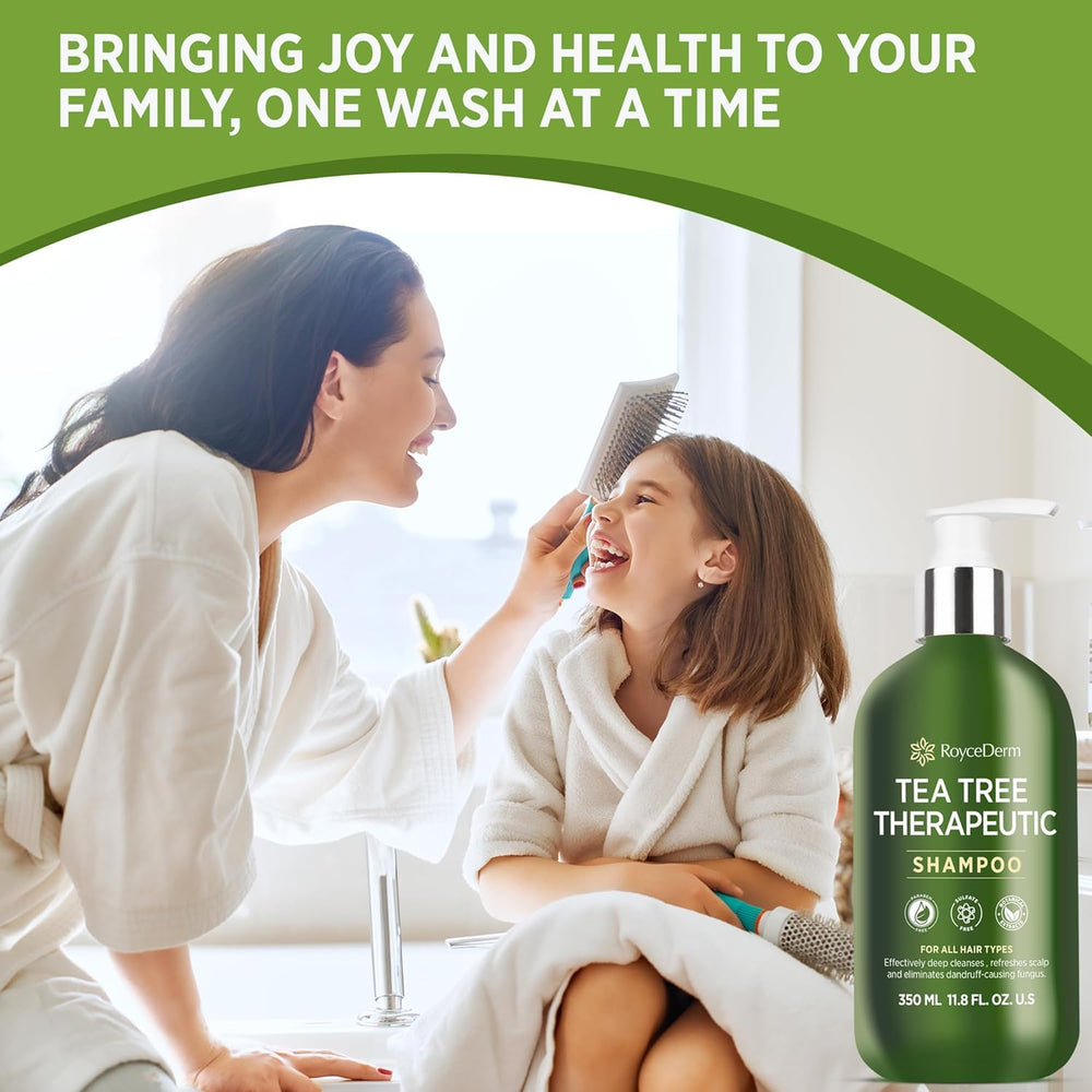 Roycederm Tea Tree Antifungal Shampoo lather demonstrates rich foam for thorough cleansing