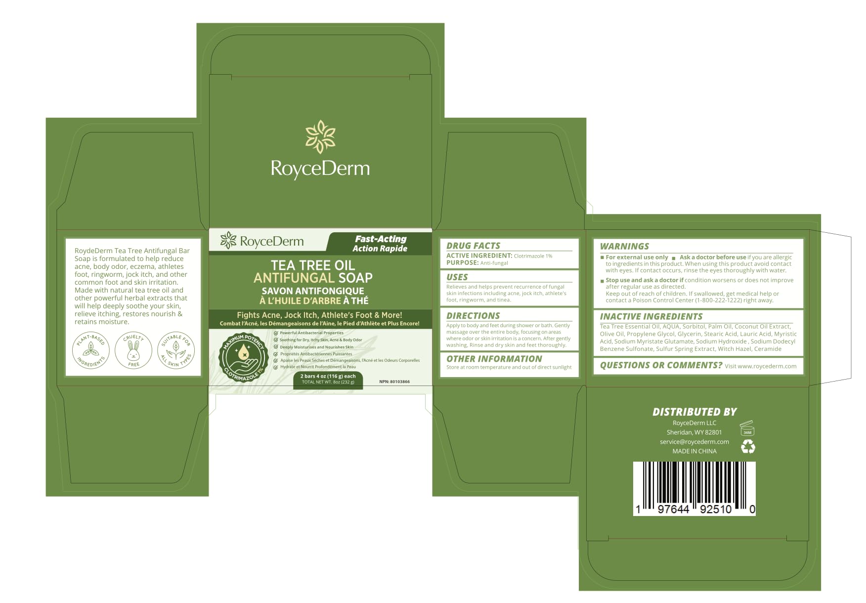 Roycederm tea tree soap bath cloth scene for everyday ritual