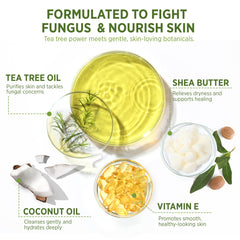 Roycederm Tea Tree Soap lather on arm shows foamy cleansing and skin-friendly feel.