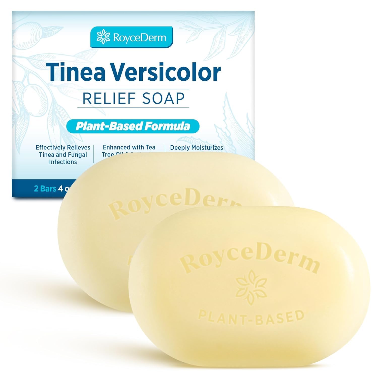 Roycederm Tinea Versicolor Relief Soap packaging for gentle daily cleansing.