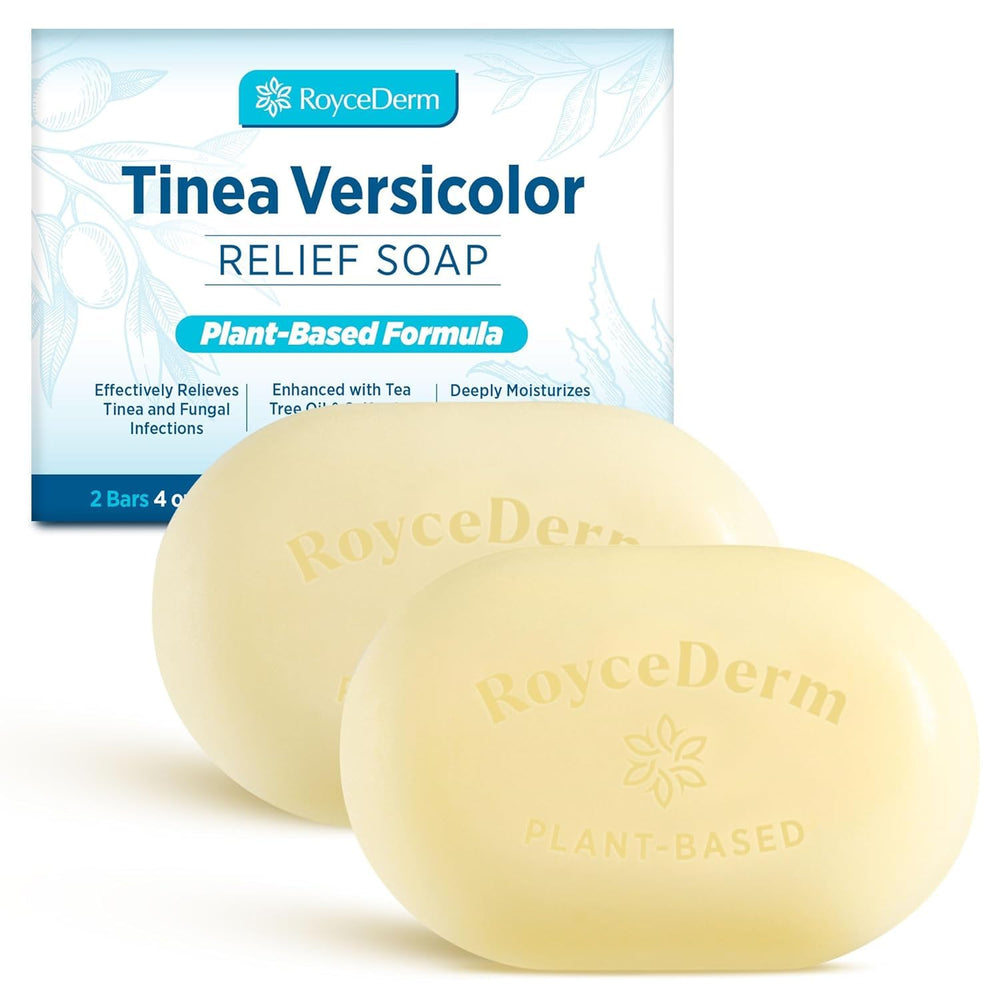 Roycederm Tinea Versicolor Relief Soap packaging for gentle daily cleansing.