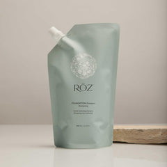 RŌZ Foundation Shampoo refill pouch open showcases two full refills in one package.